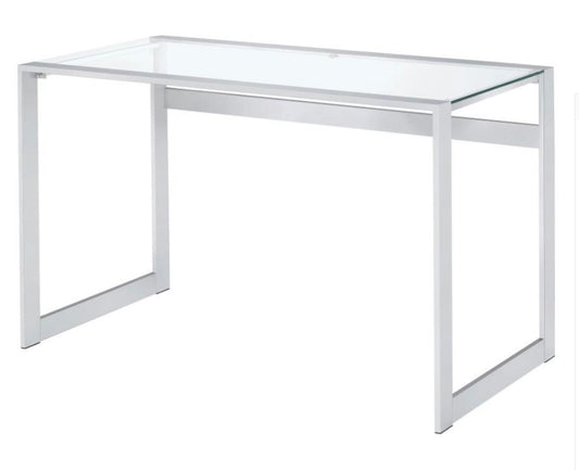 Hartford Glass Top Writing Desk Chrome 800746