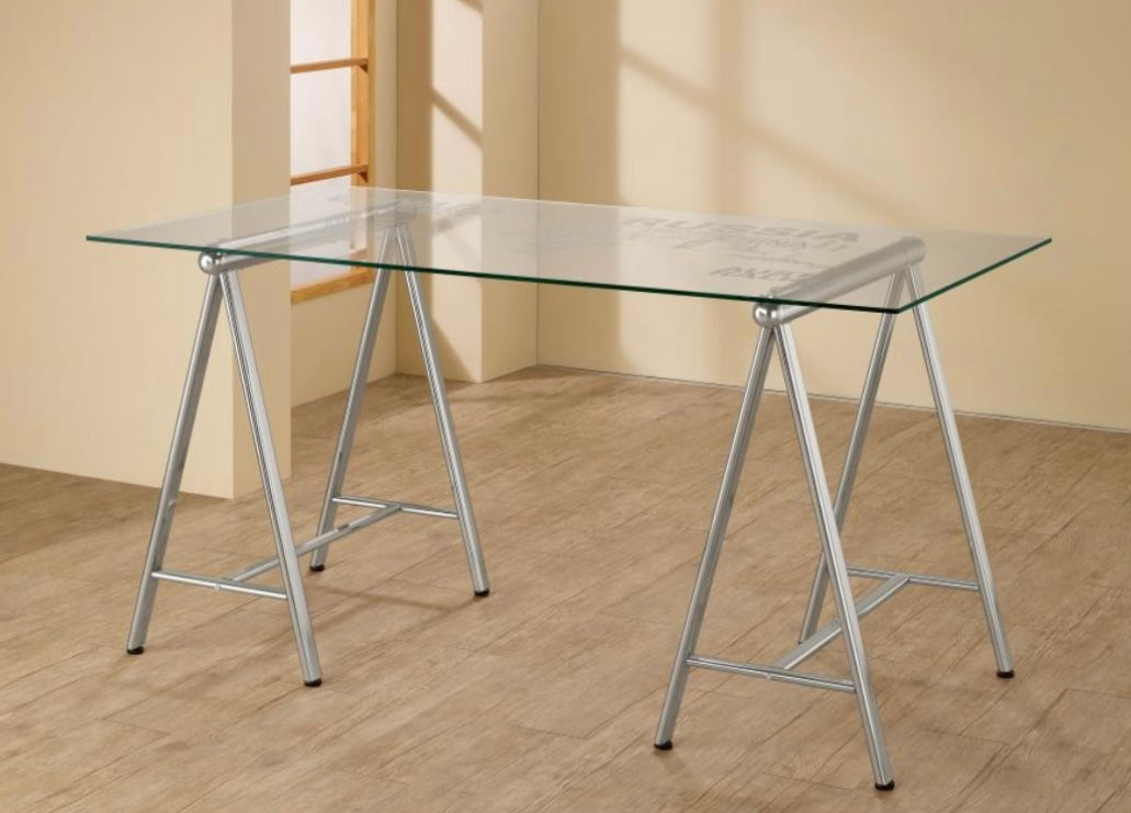 Patton World Map Writing Desk Nickel and Printed Clear 801504