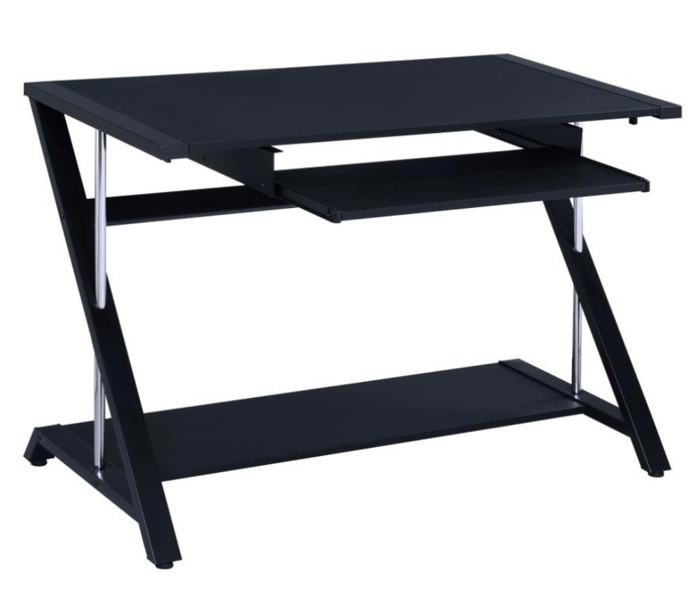 Mallet Computer Desk with Bottom Shelf Black 800222