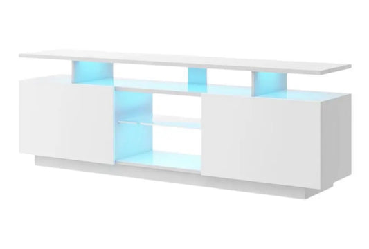 White LED TV Stand 63” length