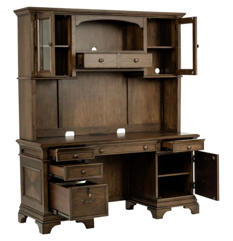 Hartshill Credenza with Hutch Burnished Oak 881283