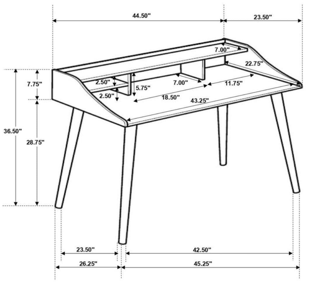 Percy 4-Compartment Writing Desk White and Walnut 804495