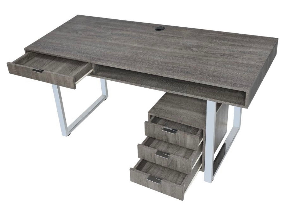 Whitman 4-drawer Writing Desk Weathered Grey 801897