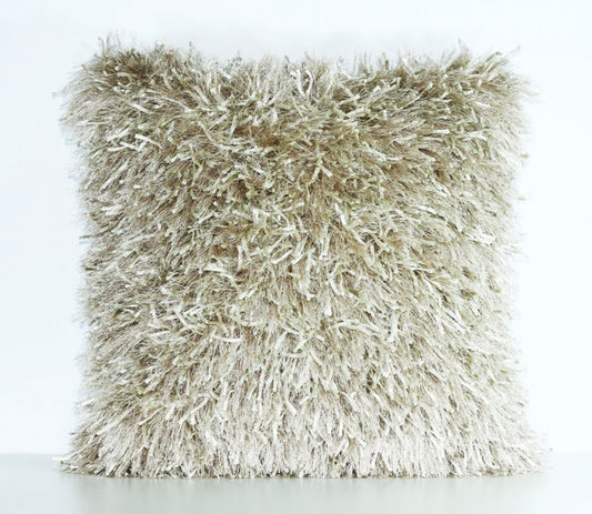 Ribbon Shaggy Throw Pillow SHRS-A05 Beige