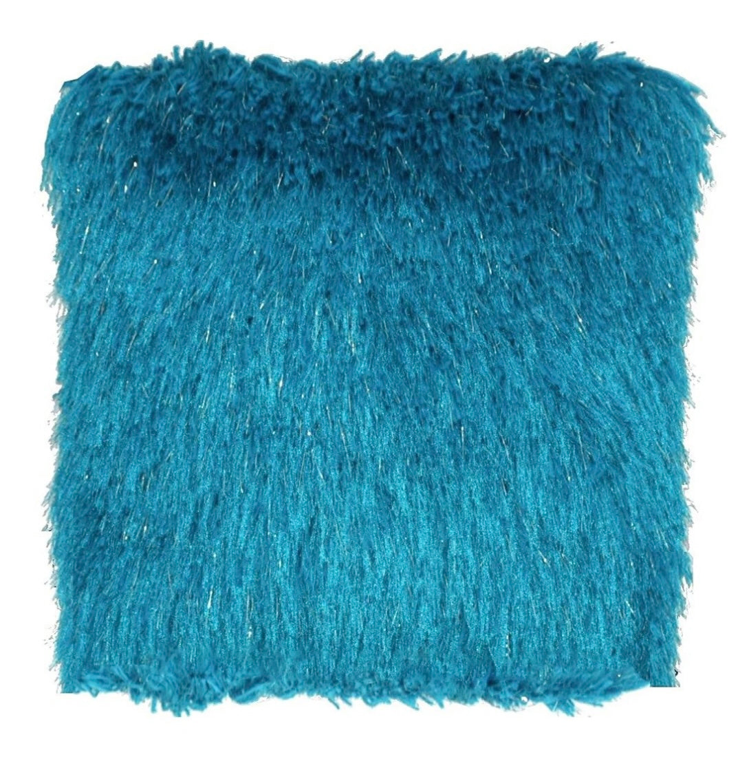 Shaggy Lurex Throw Pillow SHRS-A03 Aqua