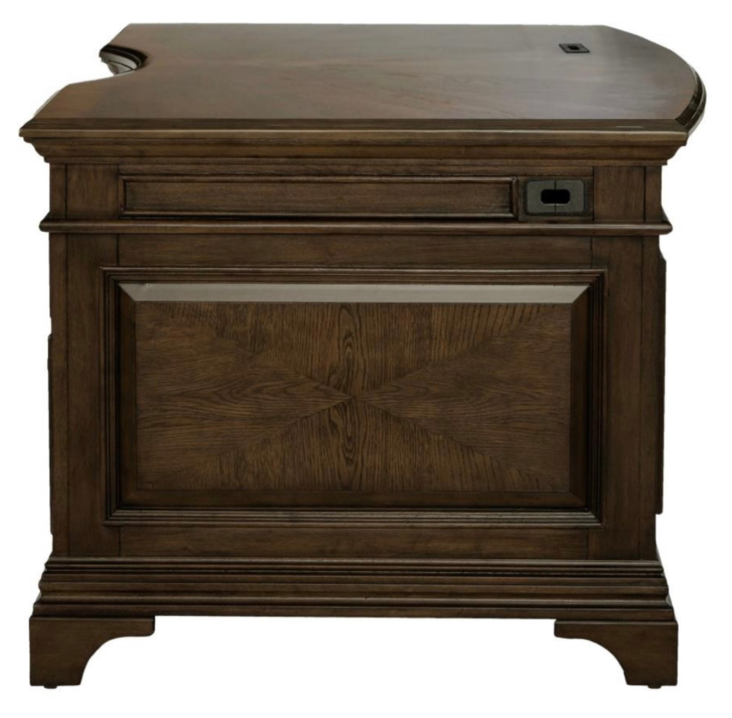 Hartshill Executive Desk with File Cabinets Burnished Oak 881281