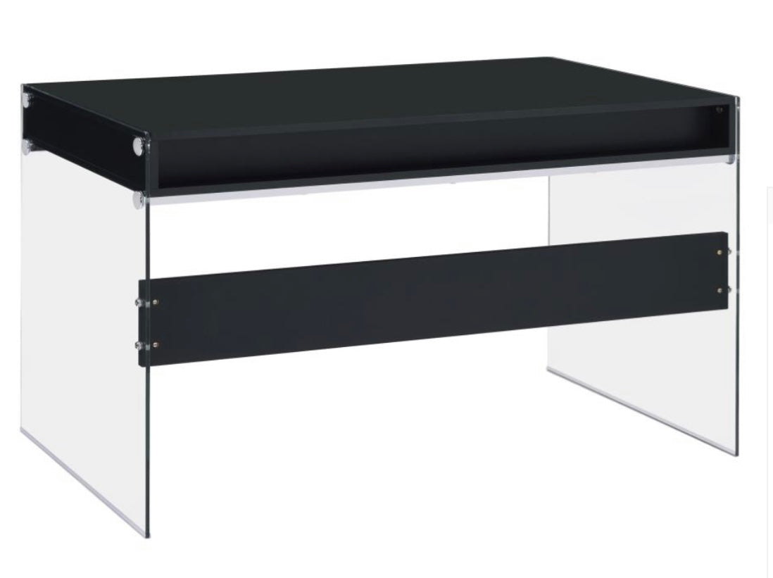 Dobrev 2-drawer Writing Desk Glossy Black and Clear 800830