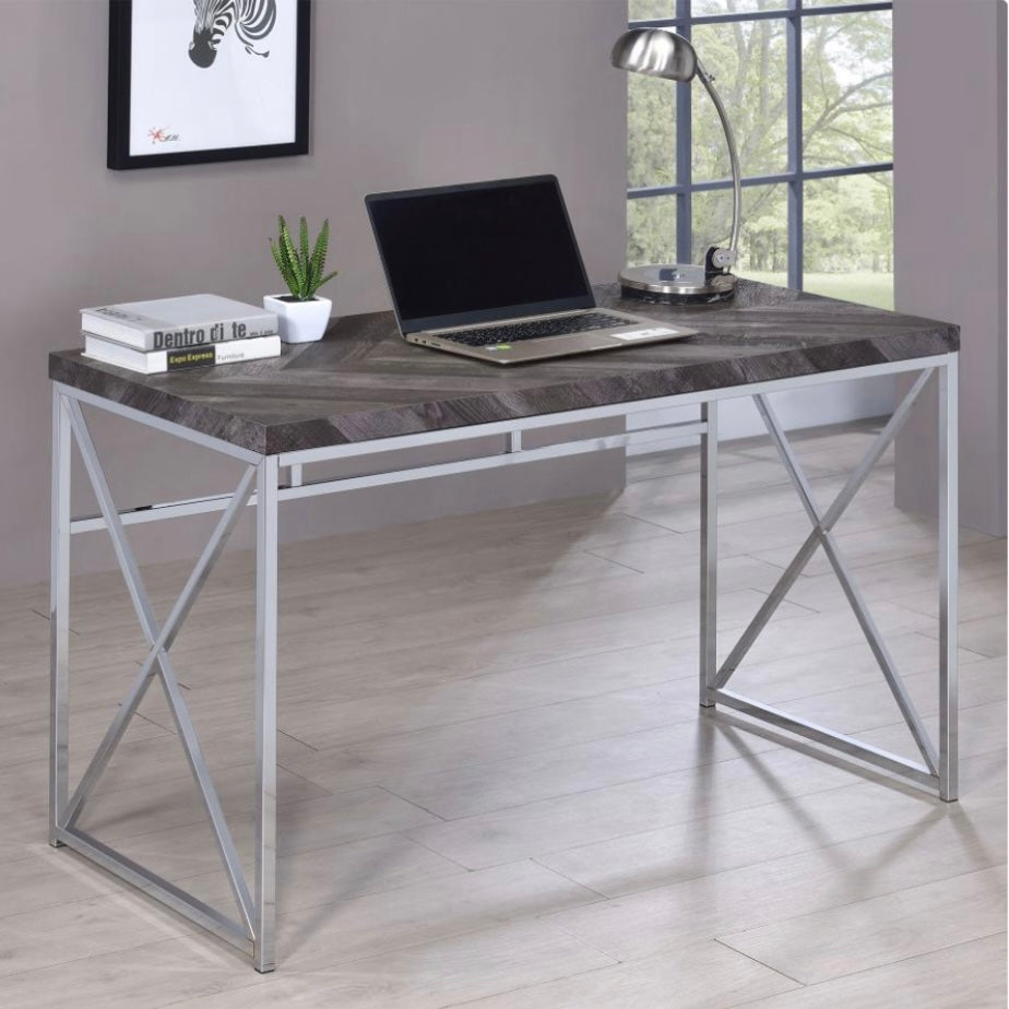Grimma Writing Desk Rustic Grey Herringbone 802611