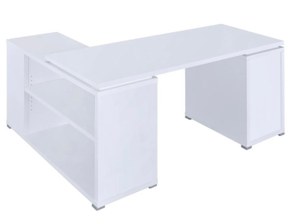 Yvette L-shape Office Desk White 800516