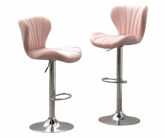 2 Velvet Pink Bar Stools