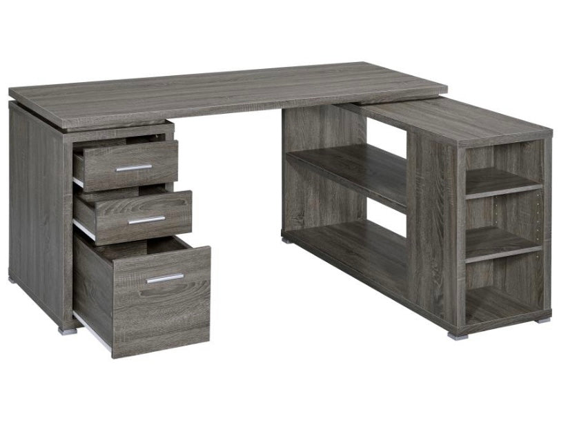 Yvette L-shape Office Desk Weathered Grey 800518