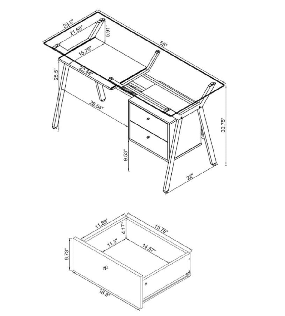 Weaving 2-drawer Computer Desk Black 800436