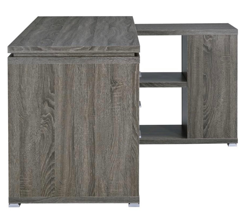 Yvette L-shape Office Desk Weathered Grey 800518