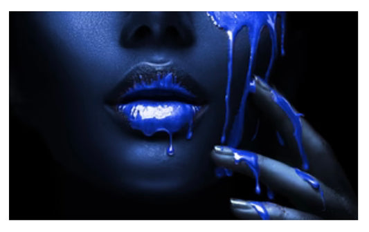 Blue Women Face Glass Wall Art SHRF0263