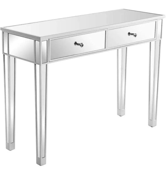 Silver Mirrored Glass Console Table SMGCT1