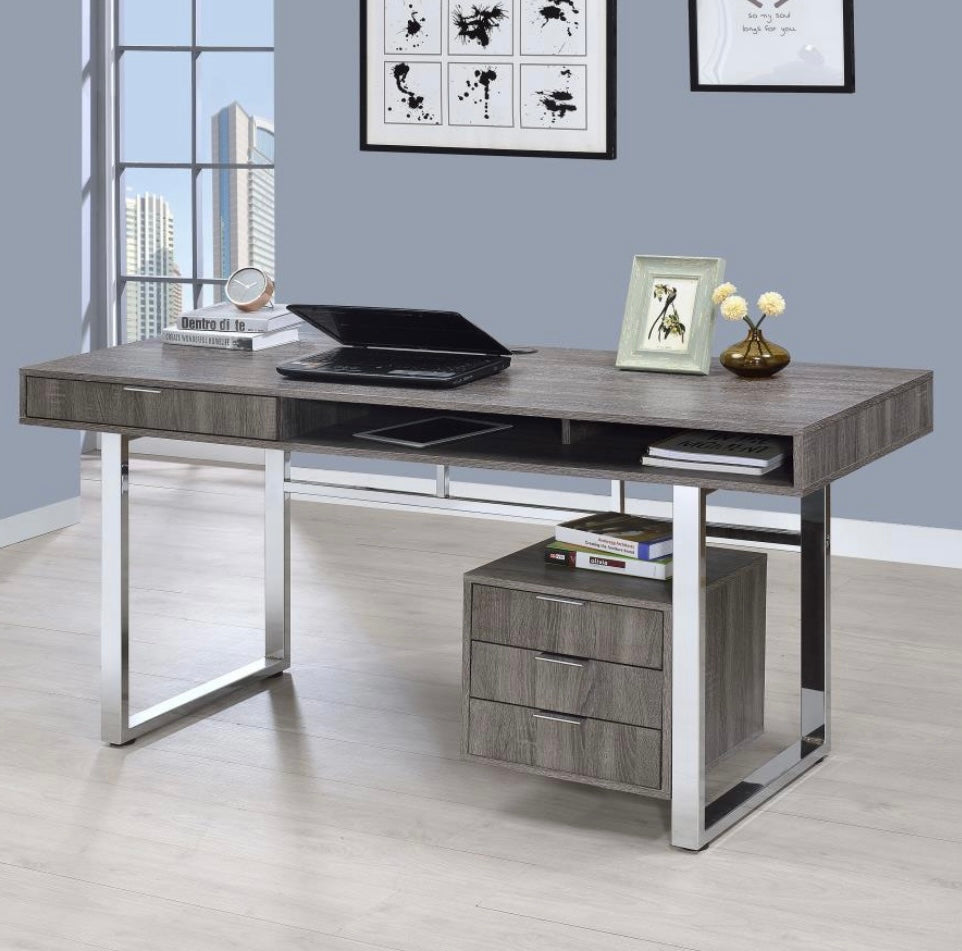 Whitman 4-drawer Writing Desk Weathered Grey 801897