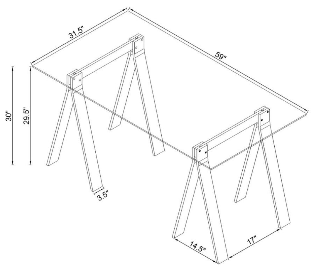 Amaturo Writing Desk with Glass Top Clear 801535