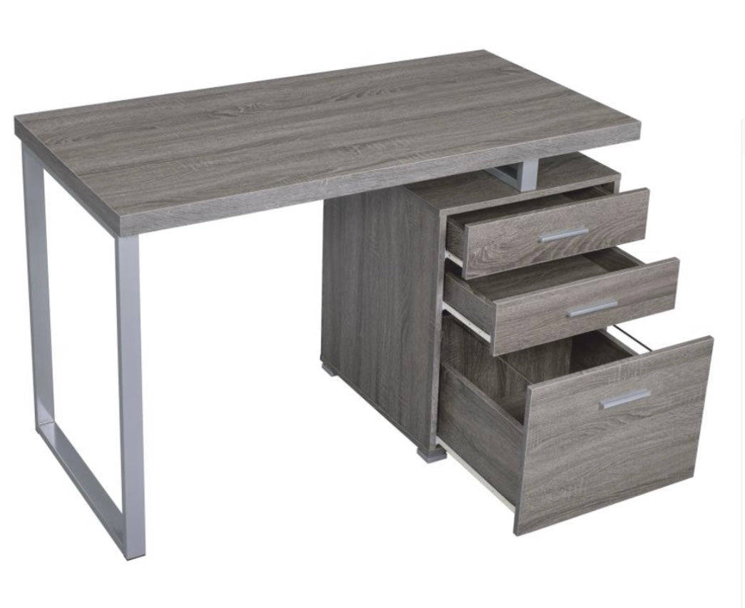 Brennan 3-drawer Office Desk Weathered Grey 800520