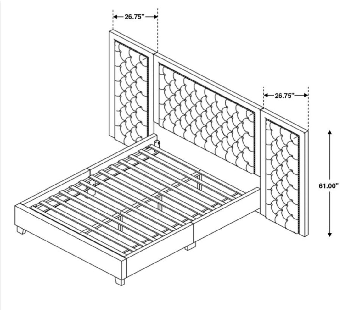 Hailey Upholstered Platform Eastern King Bed with Wall Panel 315925KE-SP