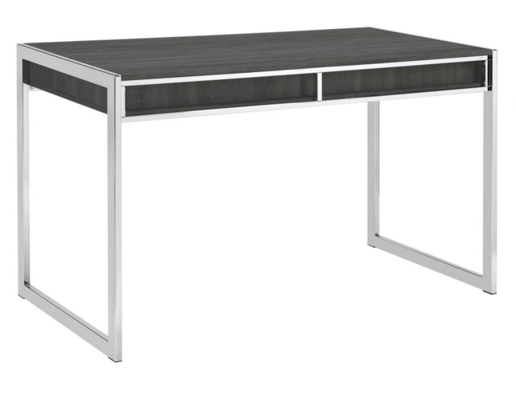 Wallice 2-drawer Writing Desk Weathered Grey and Chrome 801221