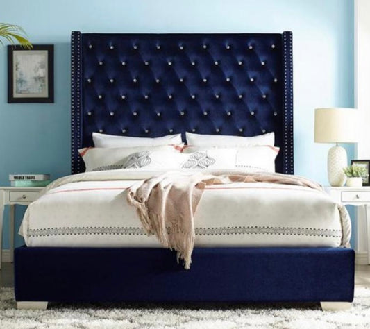 Blue Velvet Queen Bed SH228BLU-1