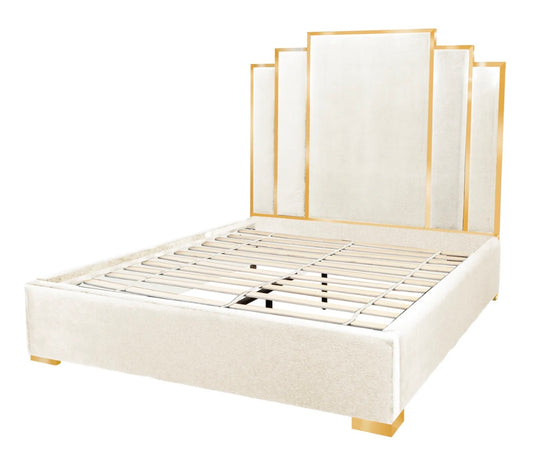 Queen Suede Low Profile Bed SH096Q-W/G