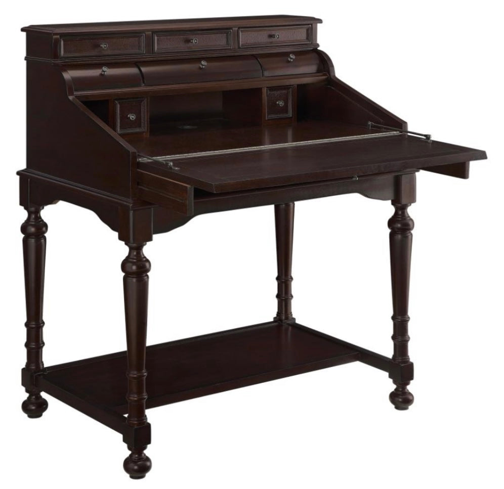 Milo 10-drawer Secretary Desk Warm Brown 800772