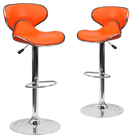 2 Orange Bar Stools