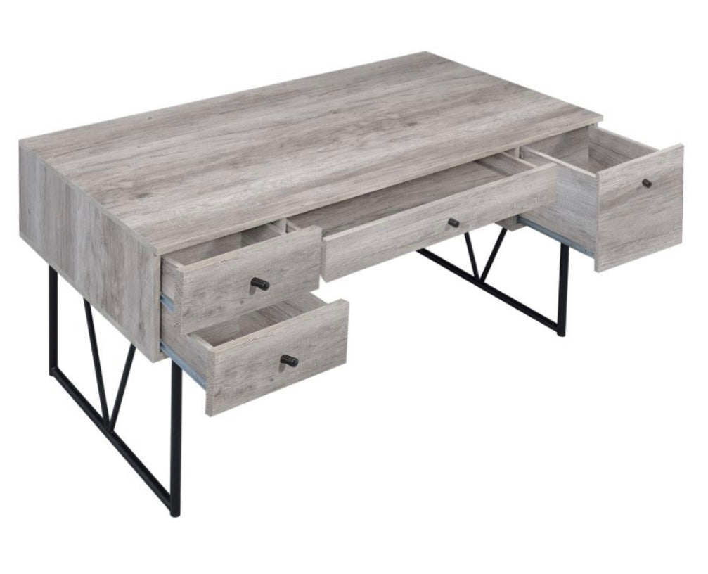 Analiese 4-drawer Writing Desk Grey Driftwood 801999