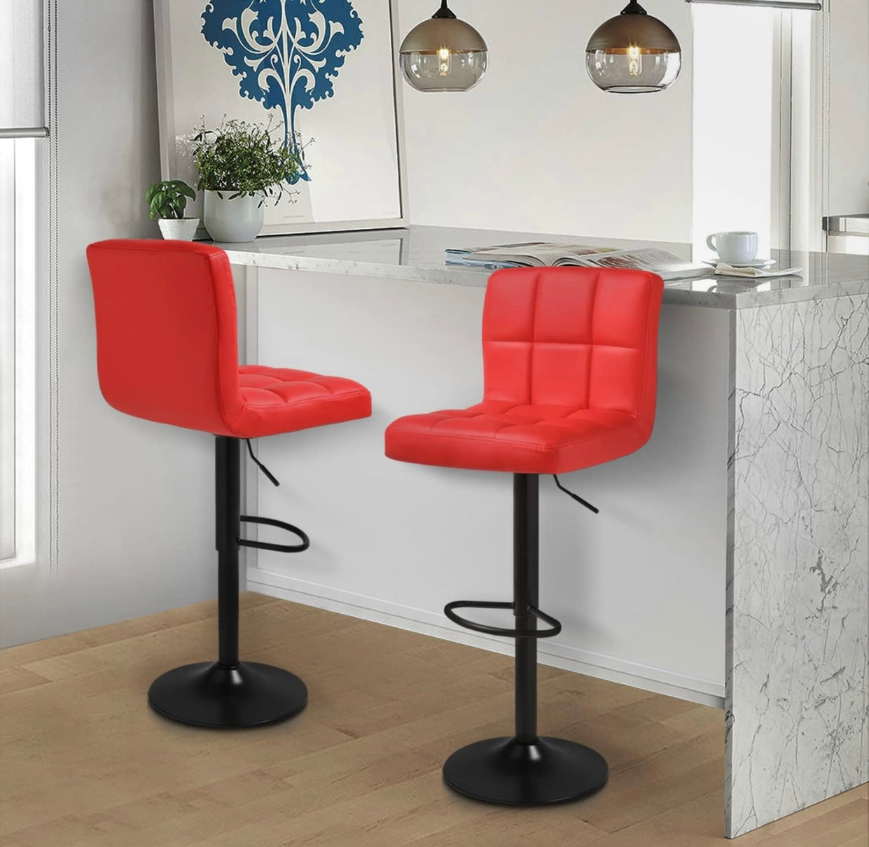 2 Red Bar Stools