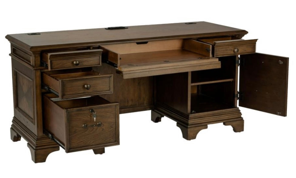 Hartshill Credenza with Power Outlet Burnished Oak 881282