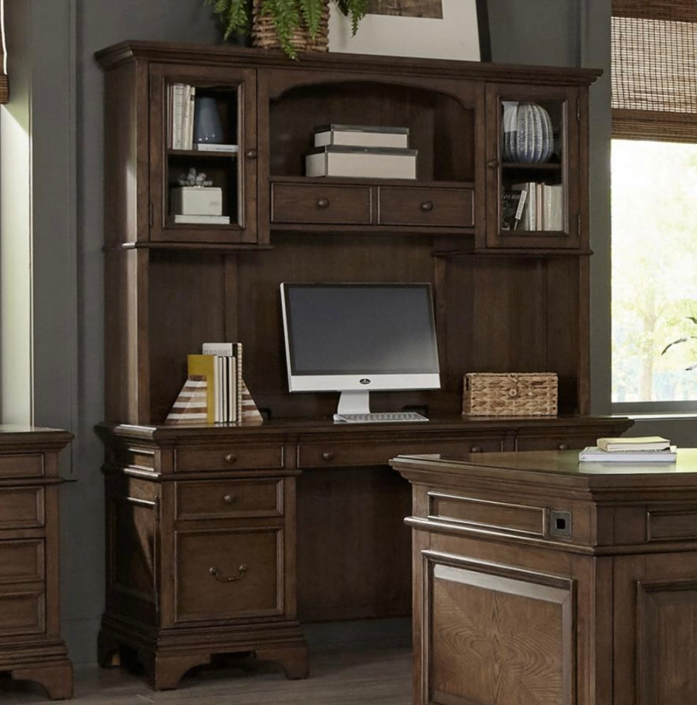 Hartshill Credenza with Hutch Burnished Oak 881283