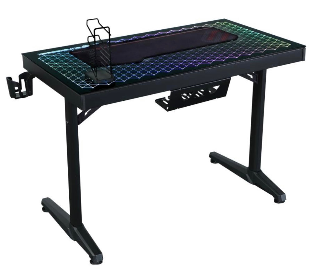 Avoca Tempered Glass Top Gaming Desk Black 802439