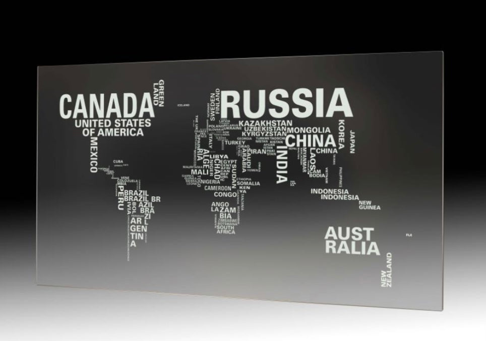 Patton World Map Writing Desk Nickel and Printed Clear 801504