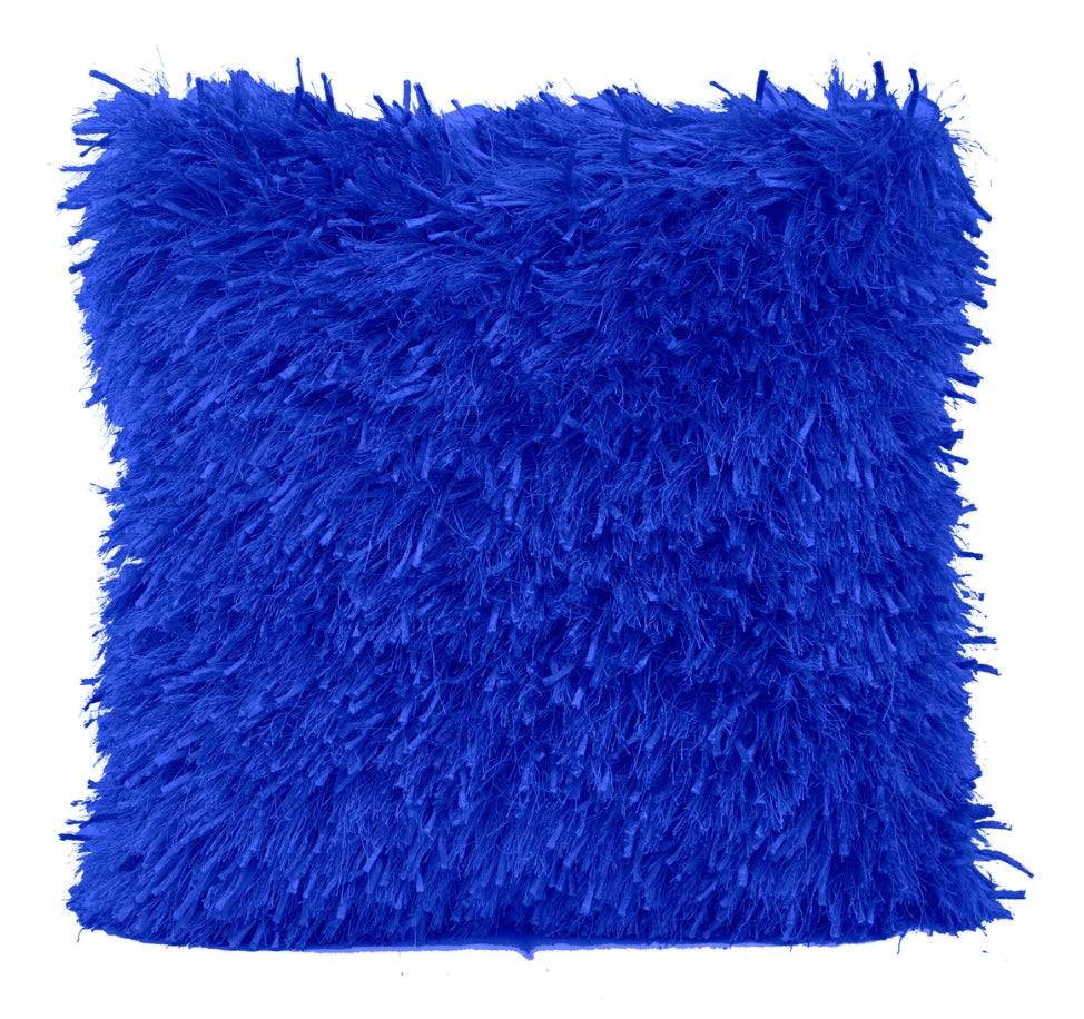 Ribbon Shaggy Throw Pillow SHRS-A05 Blue