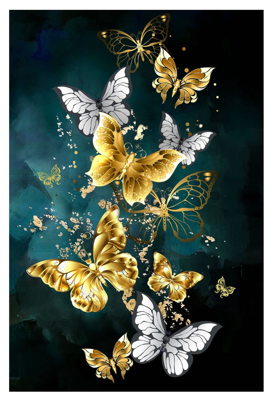 Gold Accent Butterflies Glass Wall Art SHF4822
