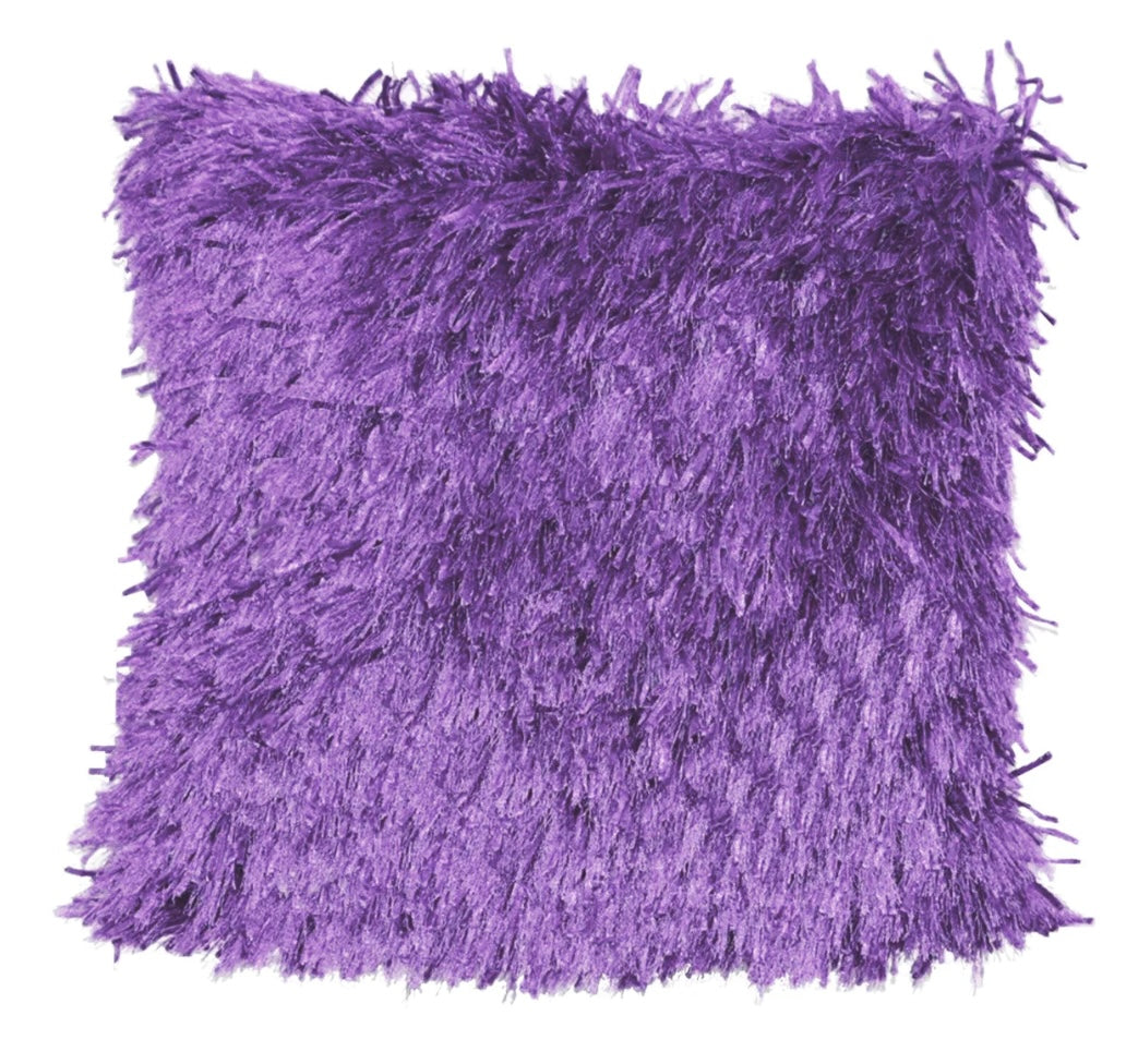 Ribbon Shaggy Throw Pillow SHRS-A05 Purple