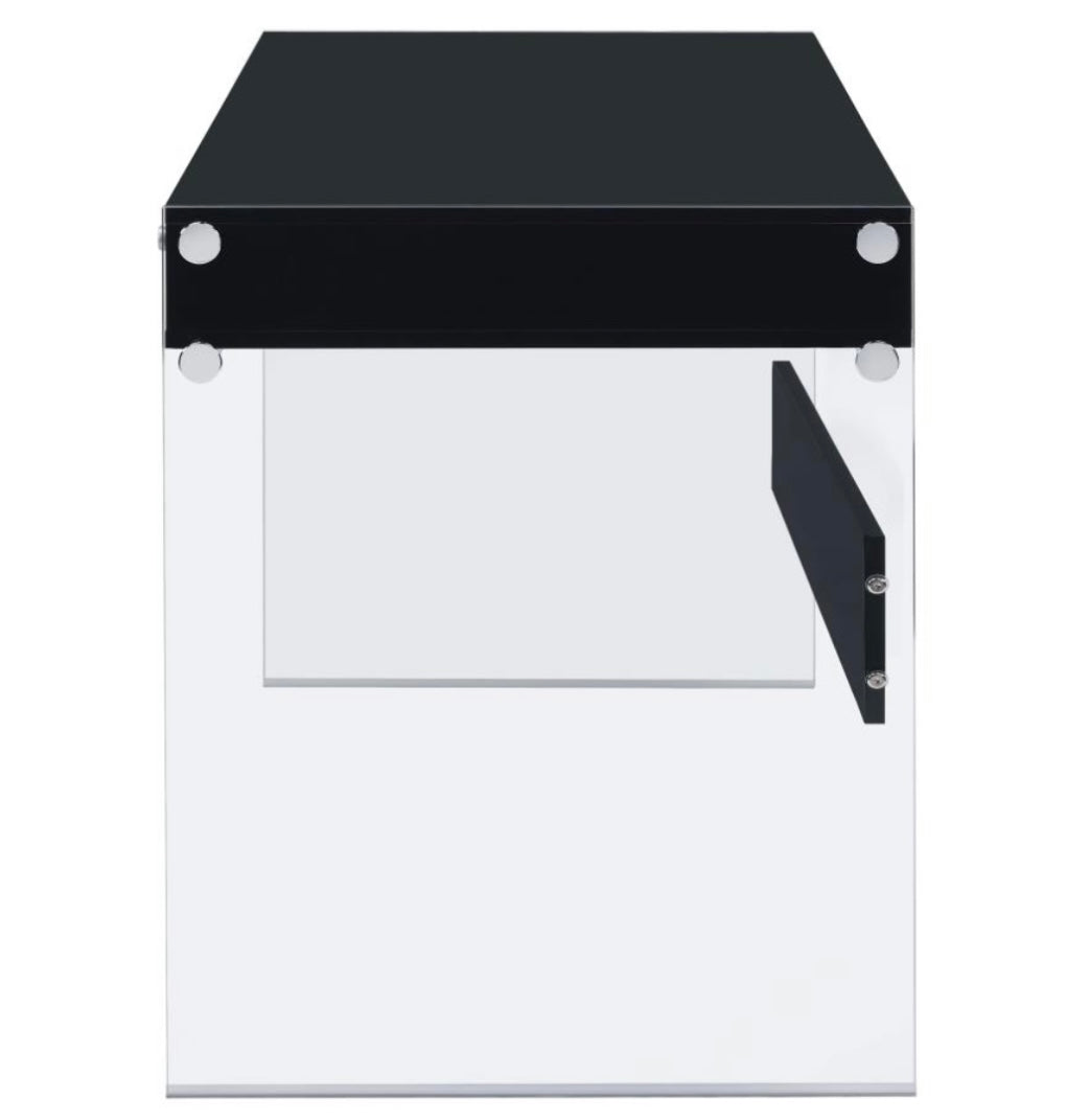 Dobrev 2-drawer Writing Desk Glossy Black and Clear 800830
