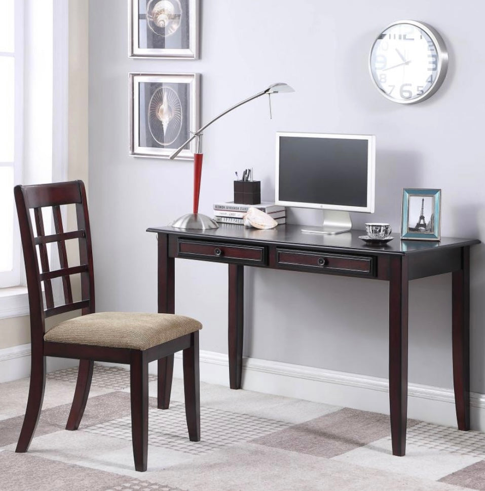Newton 2-piece Writing Desk Set Dark Amber and Tan 800780