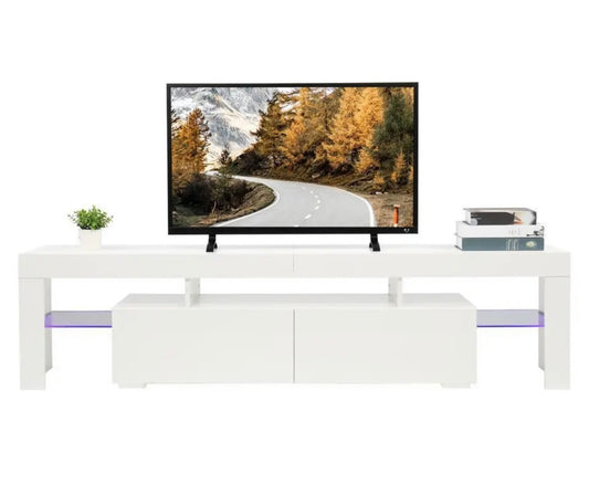 White LED TV Stand 78” length