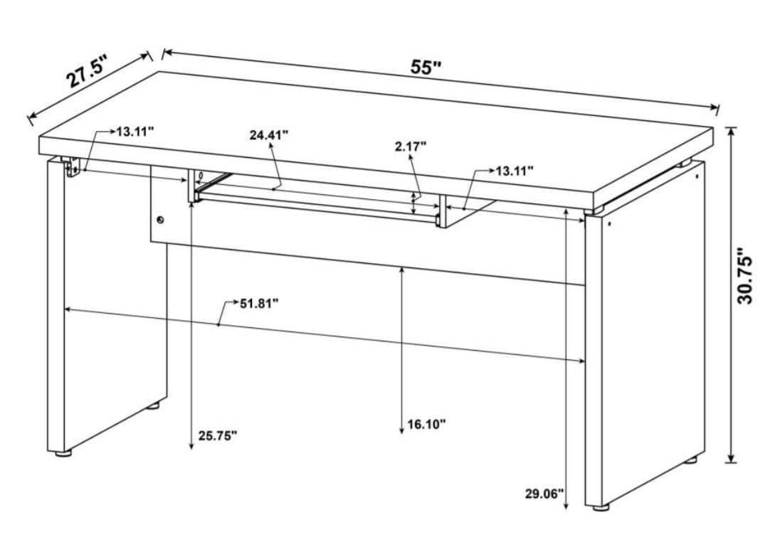 Skylar Computer Desk with Keyboard Drawer Cappuccino 800891