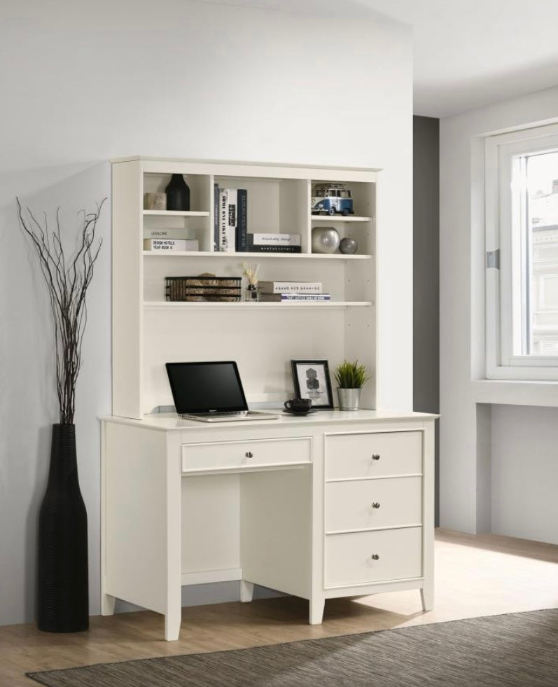 Selena Computer Desk and Hutch with Shelves Buttermilk 400238