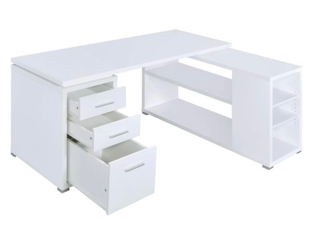 Yvette L-shape Office Desk White 800516