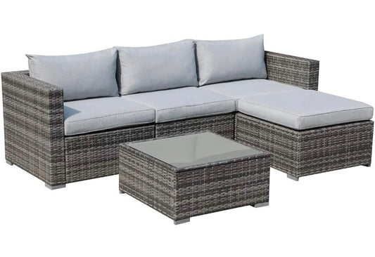 5 PCS Gray/Gray Patio Sectional Sofa With Coffee Table