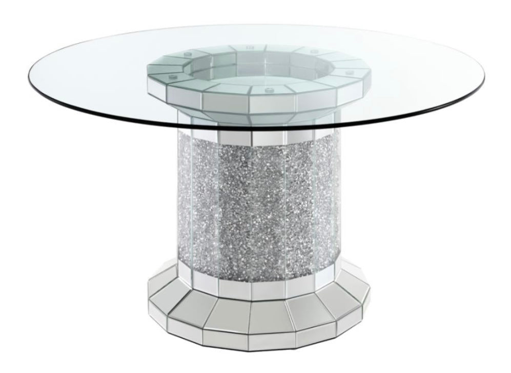 Ellie 5-piece Cylinder Pedestal Dining Room Set Mirror and Grey 115551-S5G