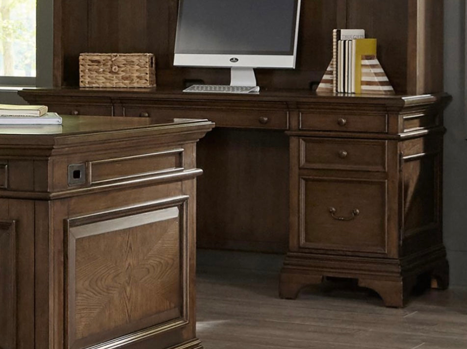 Hartshill Credenza with Power Outlet Burnished Oak 881282