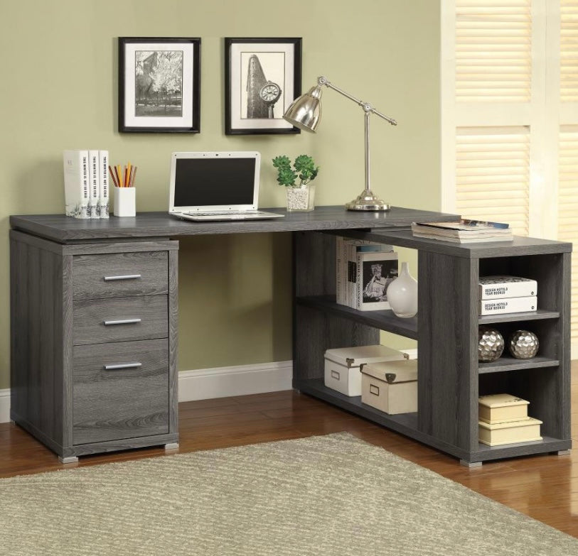 Yvette L-shape Office Desk Weathered Grey 800518