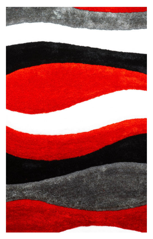 Red Wavy Area Rug SH005 RED
