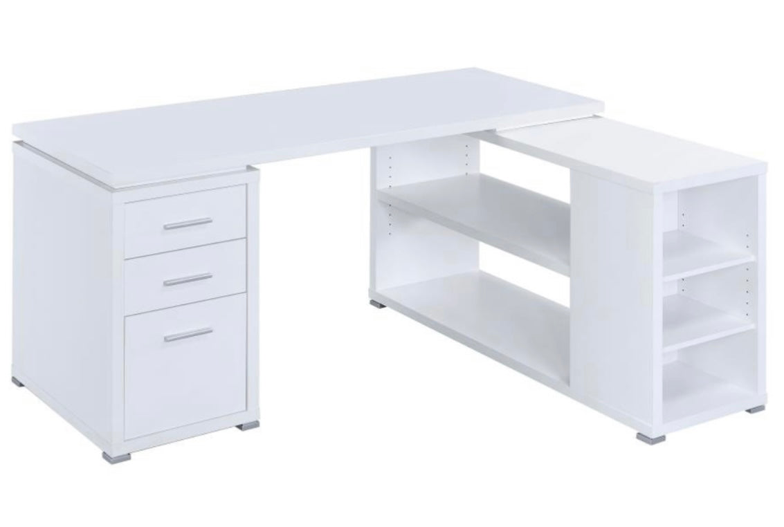 Yvette L-shape Office Desk White 800516