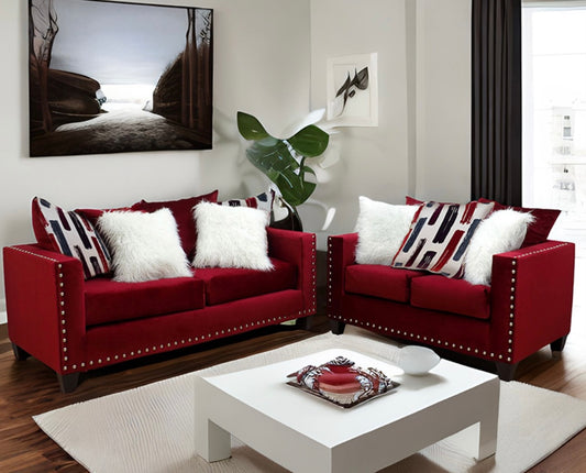 2 PCS Sofa and Loveseat Red U300SL-REDST